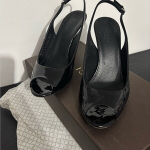 Gucci Black Slingback Peep Toe Heels